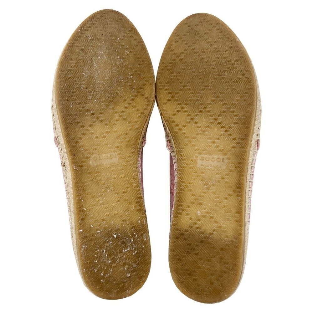 Gucci Pink GG Canvas Espadrille Flats Slip On Shoes 37.5 - Picture 8 of 9